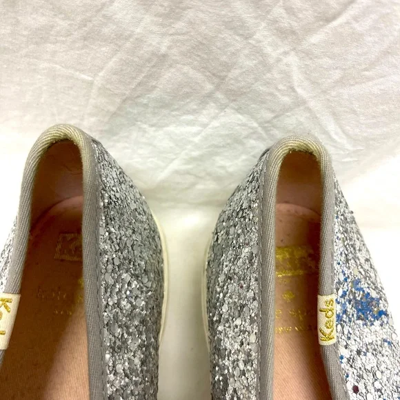 Kate Spade Keds Silver Glitter Slip on Sneakers 9 - Picture 3 of 5